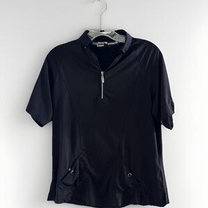 Jamie Sadock Polo Top‎ M Medium Golf Shirt 1/4 Zip  Button Pockets Black